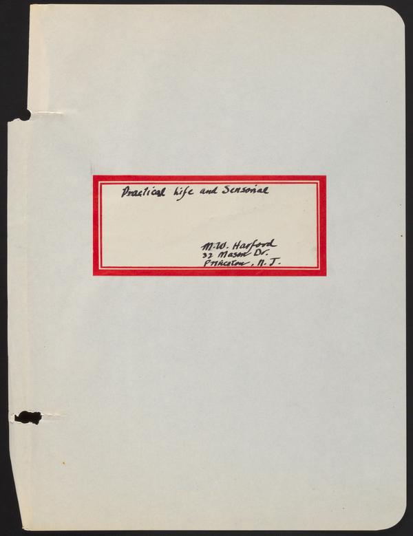 Mildred Harford's Teacher Training Notebook, "Practical Life and Sensorial"