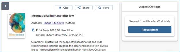 screenshot of Request Item button