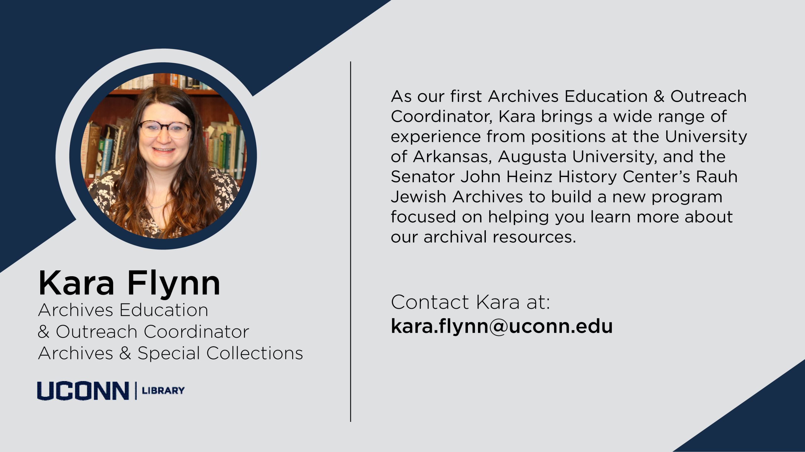 Welcome to new staff member, Kara Flynn, learn more at https://lib.uconn.edu/about/directory/kara-flynn