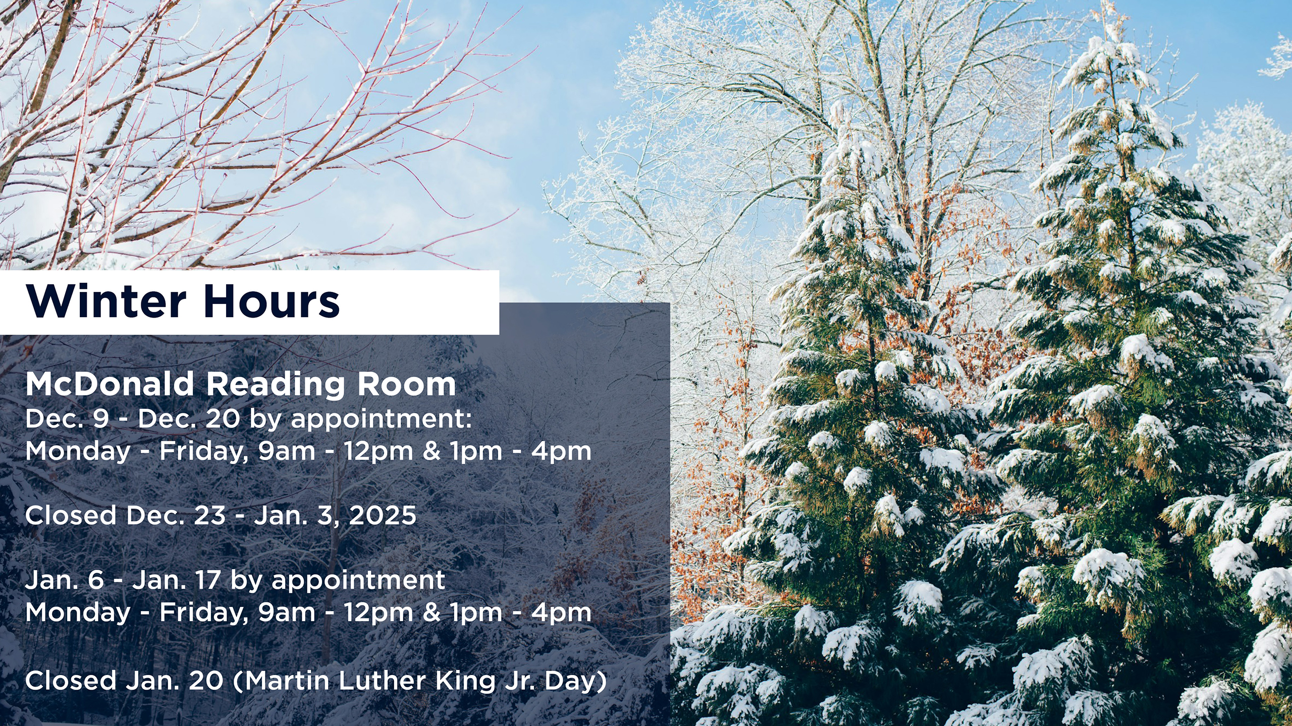 Archives & Special Collections Winter Break hours